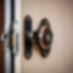 Close-up of a metal door lock mechanism