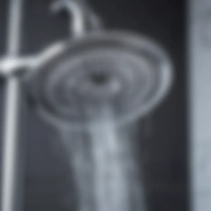 Close-up of a leaking hygienic shower head showing water drip