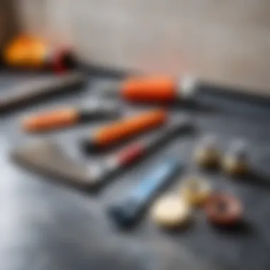 Essential Tools for Repair Tools required for fixing a hygienic shower leak laid out on a surface