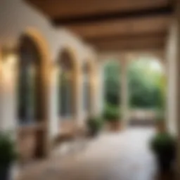 A beautifully lit loggia showcasing a blend of natural and artificial lighting.