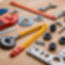 Tools laid out for door handle installation