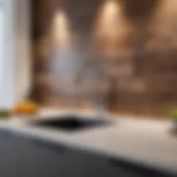Stylish kitchen backsplash featuring laminated particle board