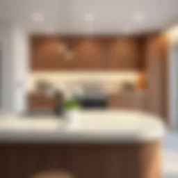 Elegant kitchen countertop made of ceramic granite