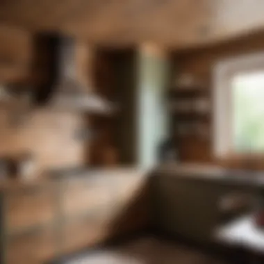Cozy Rustic Wooden Accents in Kitchen Rustic wooden wall paneling in a cozy kitchen