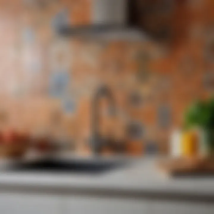 Elegant kitchen wall design with modern tiles