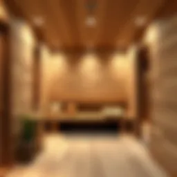 Natural wood paneling for sauna interior