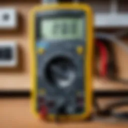 Digital multimeter displaying AC voltage measurement