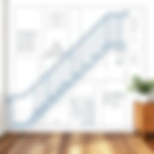 Detailed blueprint of a metal staircase design for basement installation