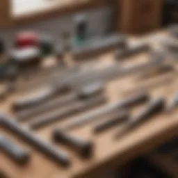 Metalworking tools displayed on a workbench