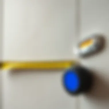 Measuring Tape Against Wall Measuring tape laid against a wall surface