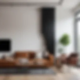 Elegant disguise of heating pipes in a modern living room