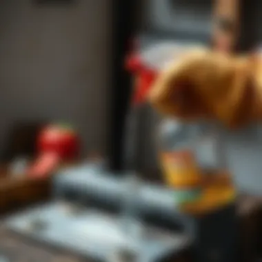 Applying Chemical Solutions Chemical solution being applied to metal surface