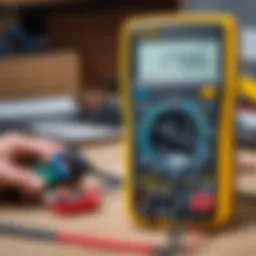 Multimeter displaying voltage measurement