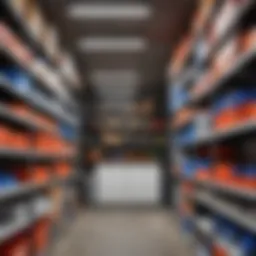 A well-organized overhead storage system showcasing various items neatly stored away.