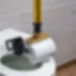 Close-up view of a toilet float mechanism