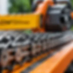 Close-up of an electric chainsaw chain