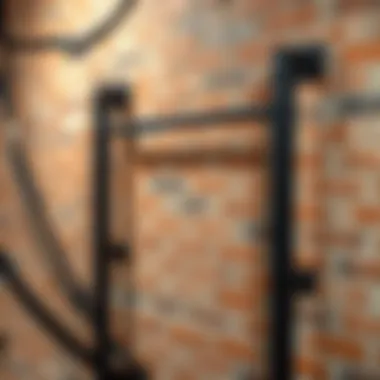 Pull-Up Bar Securely Attached to Brick Wall Detailed view of a pull-up bar attached to a brick wall