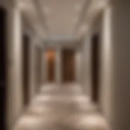 Elegant hallway illuminated by recessed lights