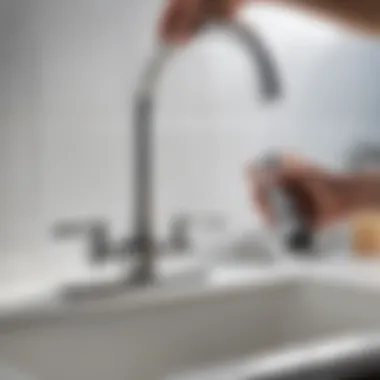 Illustration demonstrating the disassembly of a faucet