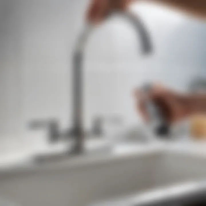 Illustration demonstrating the disassembly of a faucet