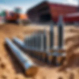 Illustration of screw pile technology in construction