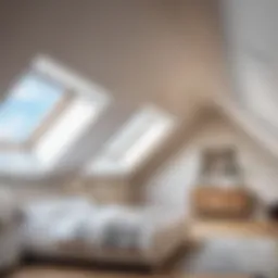 Elegant stretch ceiling in a sloped attic