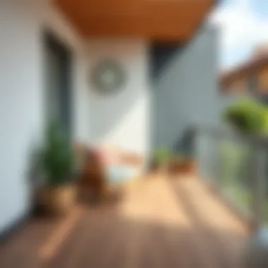 Stylish Balcony Featuring Laminated Flooring Completed balcony with stylish laminated flooring