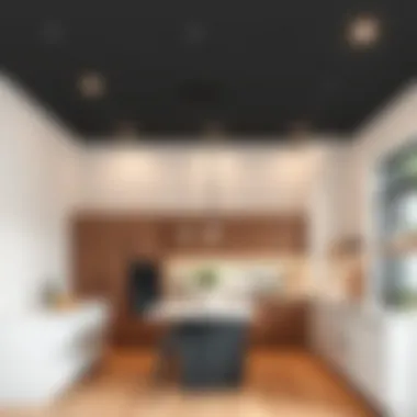 Stylish stretch ceiling in a modern kitchen