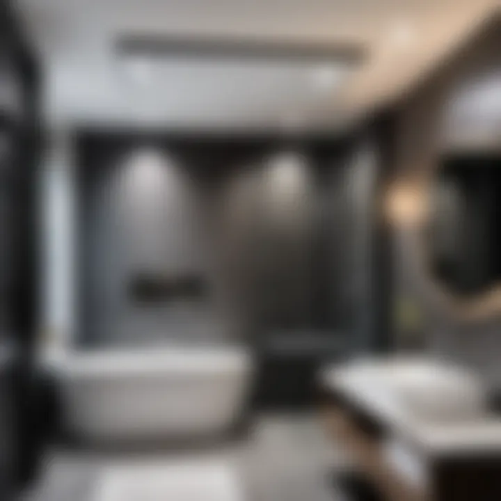 Stylish suspended ceiling in a modern bathroom
