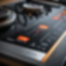 Close-up of a three-phase induction cooktop control panel