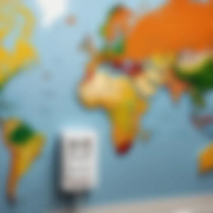 World map illustrating voltage differences in outlets across countries