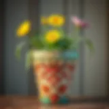 Artistic Flower Pot Creation Handcrafted flower pot with intricate design.