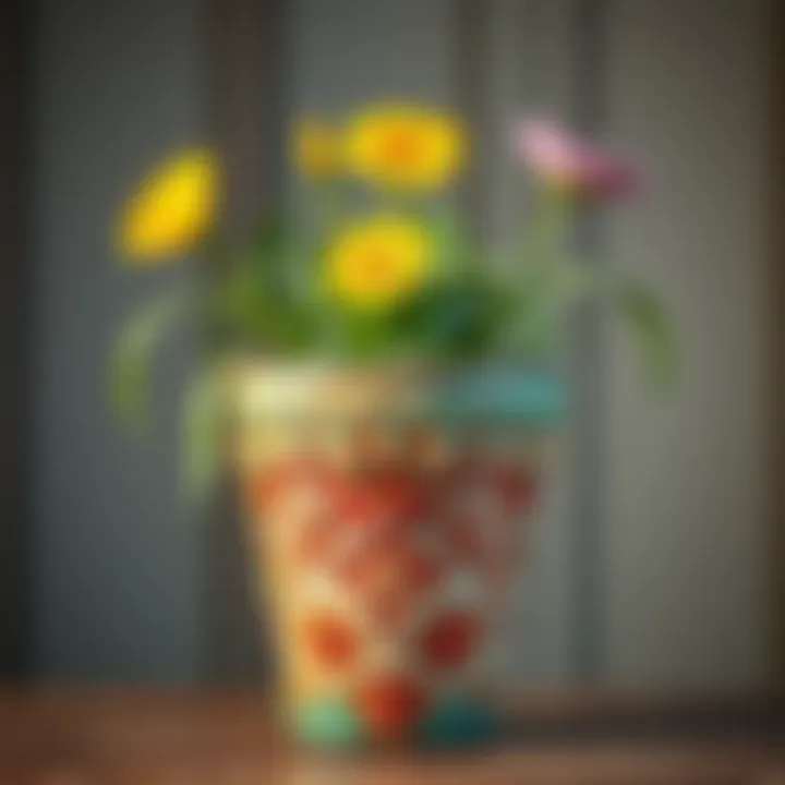 Artistic Flower Pot Creation Handcrafted flower pot with intricate design.