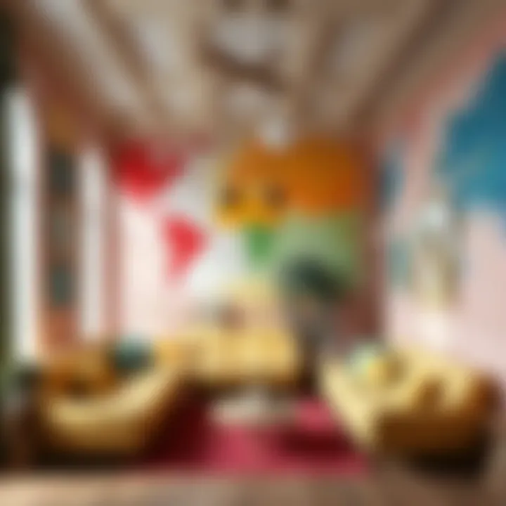 Vibrant interior showcasing artistic plastered walls Vibrant interior showcasing artistic plastered walls