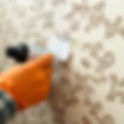Close-up of wallpaper adhesive being applied
