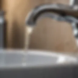 An illustration depicting a close-up of a dripping faucet showing droplets of water.