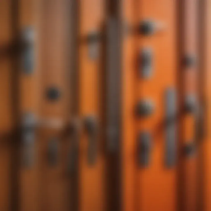 Different types of door handles displayed on a table