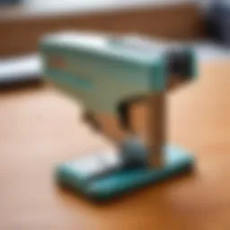 Close-up of a stapler showing jammed staples