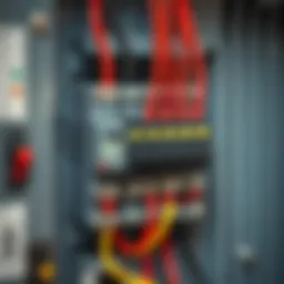 Detailed wiring diagram for circuit breakers in a distribution board