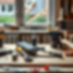 Workbench with tools for window sealing