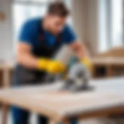 Workspace setup for plaster sanding